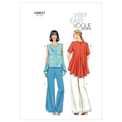 8821 Vogue Easy Loose Pullover Shaped Tunic Top Sleeves or not, Pants Pattern 16-24 Uncut